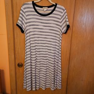 Vintage 90s Mimi Chica Dress XL White Striped Midi